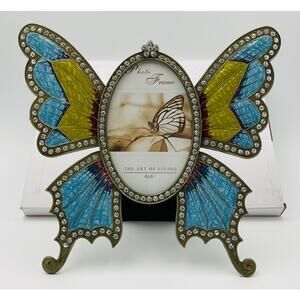 Butterfly 4x6 Inch Picture Frame for Table or Hanging Display Metallic Ornate
